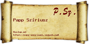Papp Szíriusz névjegykártya
